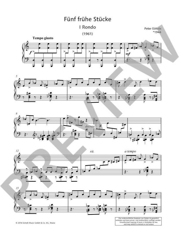 Péter Eötvös - Five Early Piano Pieces