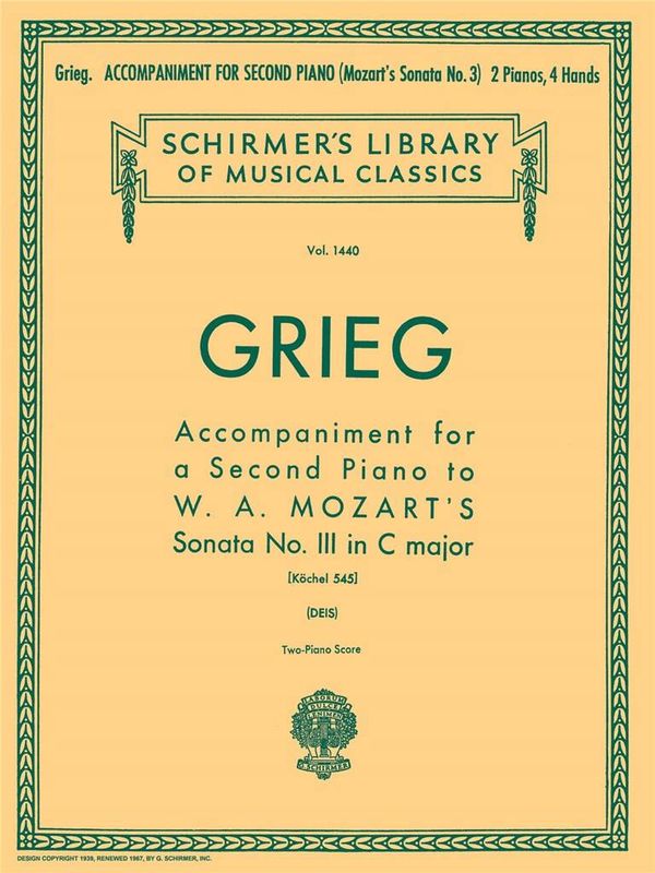 Edvard Grieg - Accomp. for a 2nd Piano to Mozart Sonata K545
