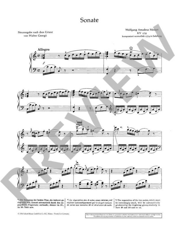 Wolfgang Amadeus Mozart - Sonate C Kv279