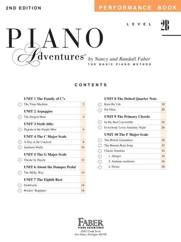 Piano Adventures Performance Book Level 2B 