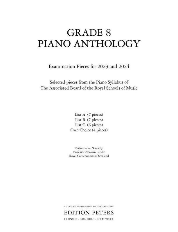 Grade 8 Piano Anthology 2023-2024
