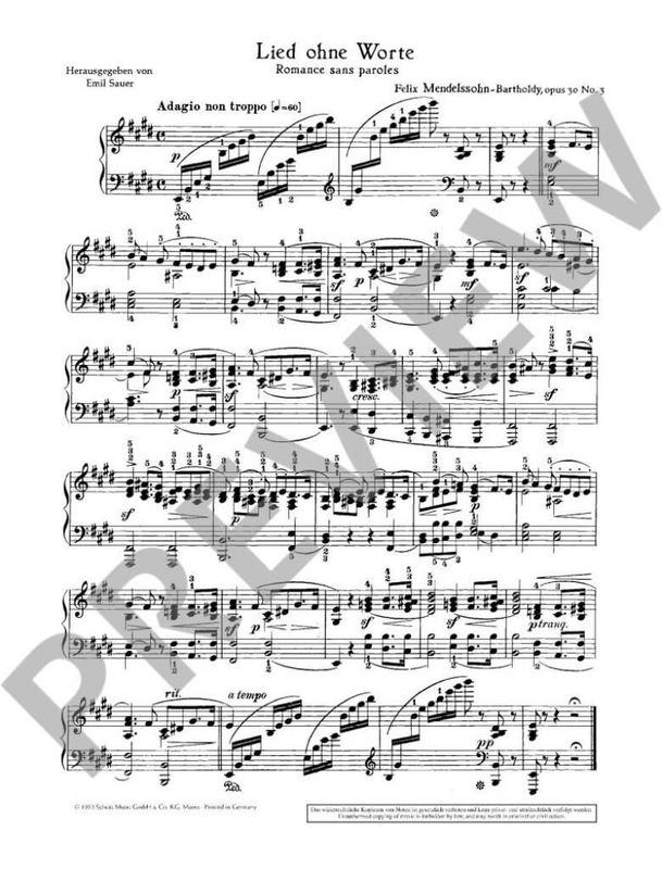 Felix Mendelssohn Bartholdy - Lieder Ohne Worte 9 E Opus 30/3 &
