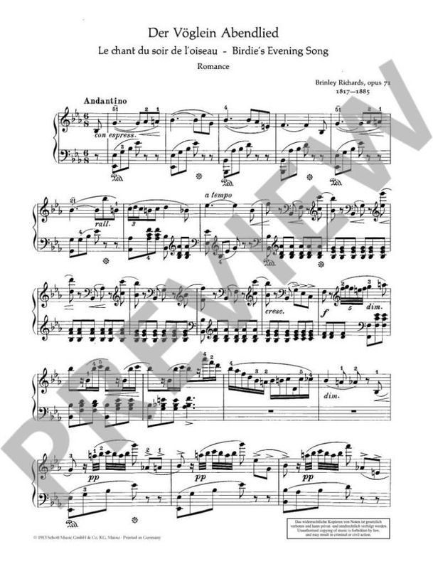 Brinley Richards - Voglein Abendlied Opus 71