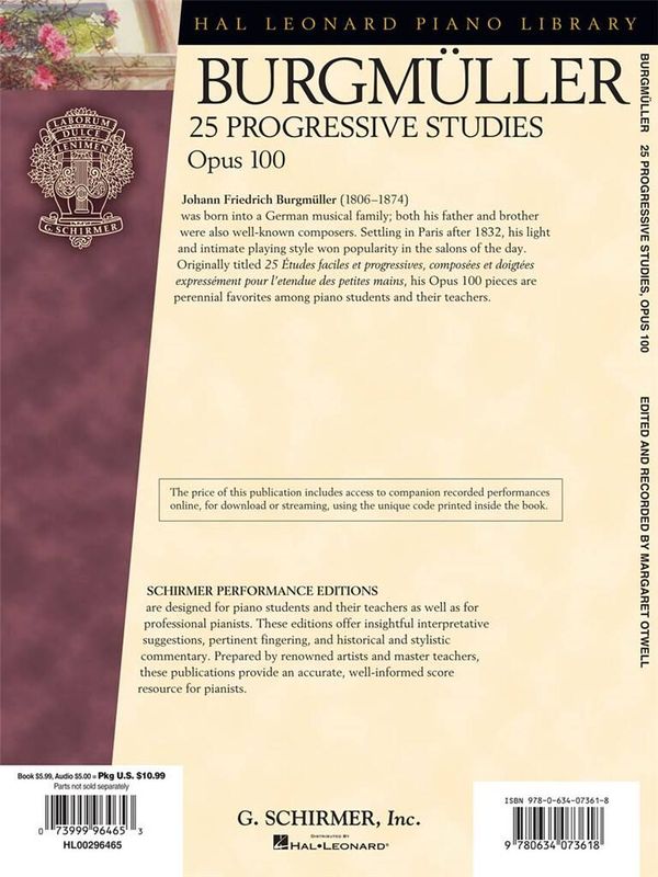 Friedrich Burgmüller - Burgmüller - 25 Progressive Studies, Opus
