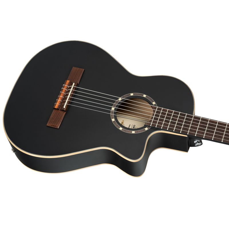 Ortega RCE125SBK-3/4 Klassisk gitar 4/4 Size, med mik, Thin, Slim Neck