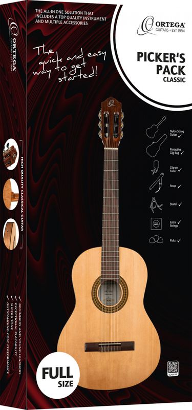 Ortega RPPC44 Klassisk gitar 4/4, Pickers Pack