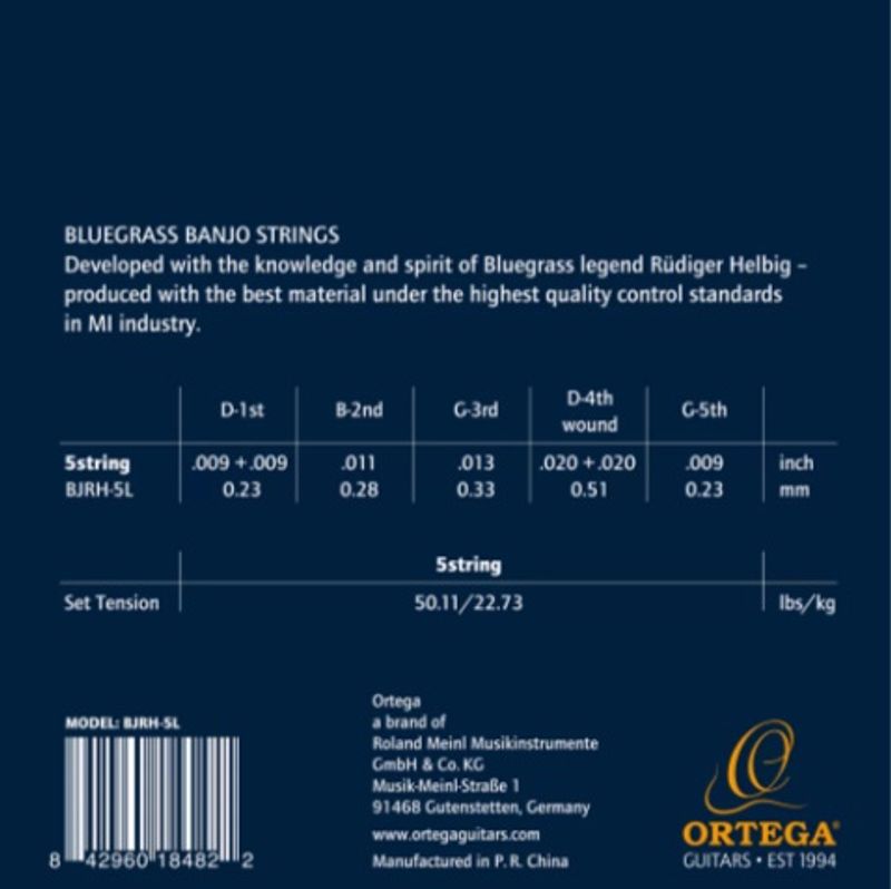 Ortega BJRH-5L Bluegrass 5-str. Banjo, Coated Phosphor Bronze, Light