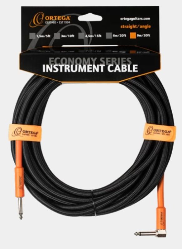Ortega OECI-30 Instrument cable 30 ft, Angled/Straight plugs