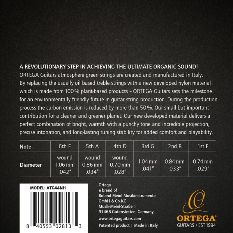 Ortega ATG44NH Strängset Classic Hard Atmosphere Green