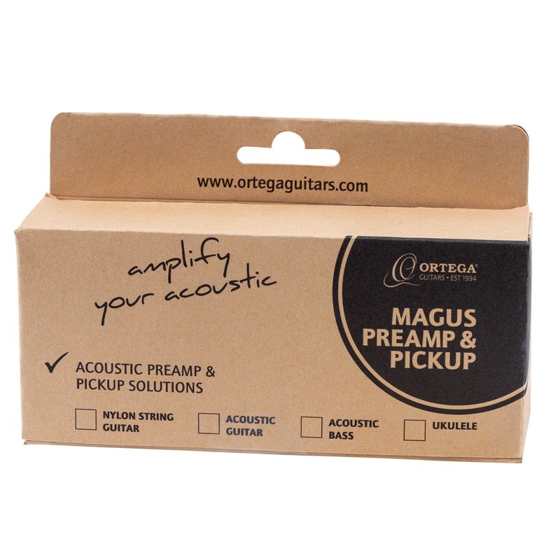 Ortega MAGUSX/U Ukulele side-mount preamp system, Rechargeable