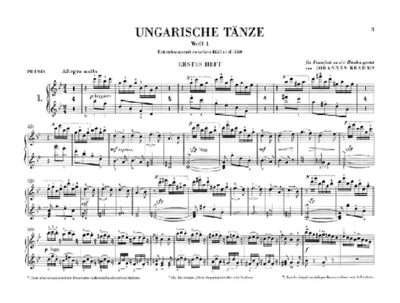 Johannes Brahms - Hungarian Dances for Piano Four-hands