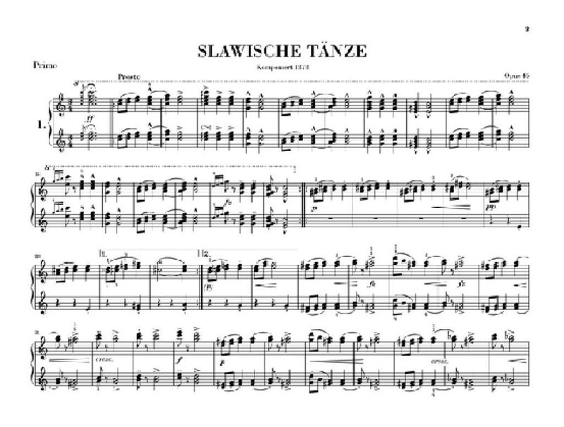 Antonín Dvořák - Slavonic Dances Op. 46 For Piano Four-hands