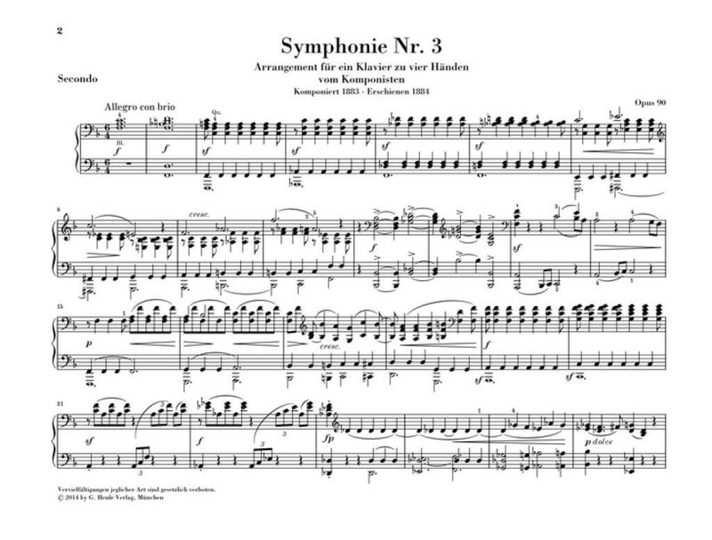 Johannes Brahms - Symphonies No. 3 And 4 - Arrangement