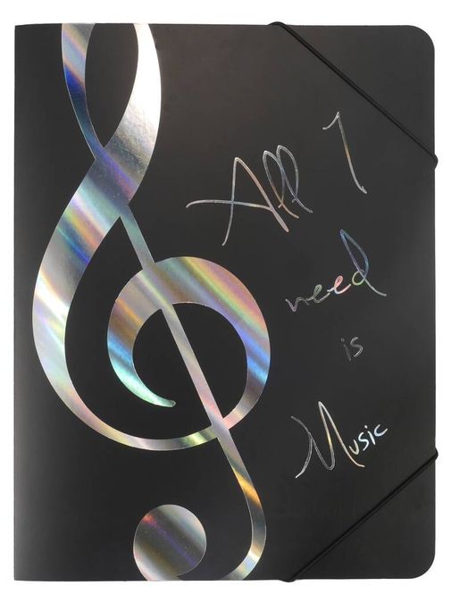 Hovedbilde Elastic folder ''All I need is Music'' silver A4