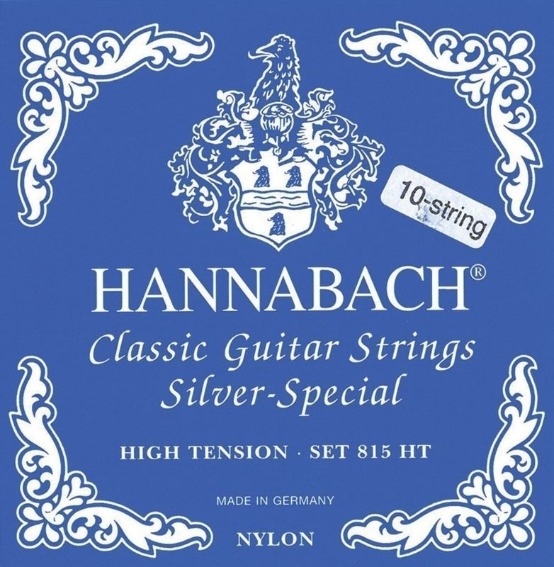 Hannabach Strings for classic guitar Serie 815 Hig Tension for 8/10 string guitar Silver special H/B 9
