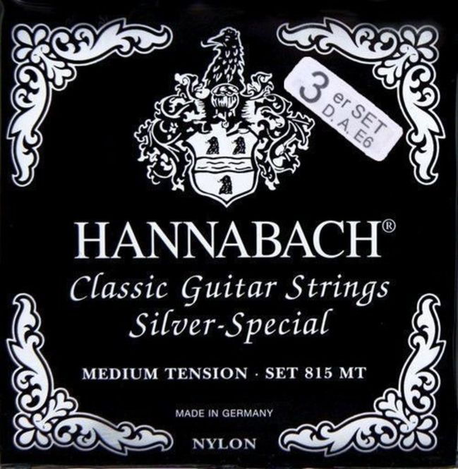 Hovedbilde Hannabach Strings for classic guitar Serie 815 Medium tension Silver special Set of 3 bass