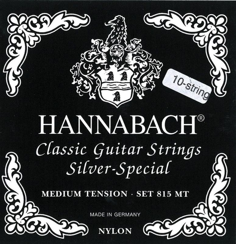 Hannabach Strings for classic guitar Serie 815 For 8/10 string guitar / medium tenion Silver special E/6