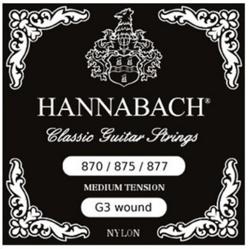 Hannabach Strings for classic guitar G/3 Nylon wound G3 Chrome medium