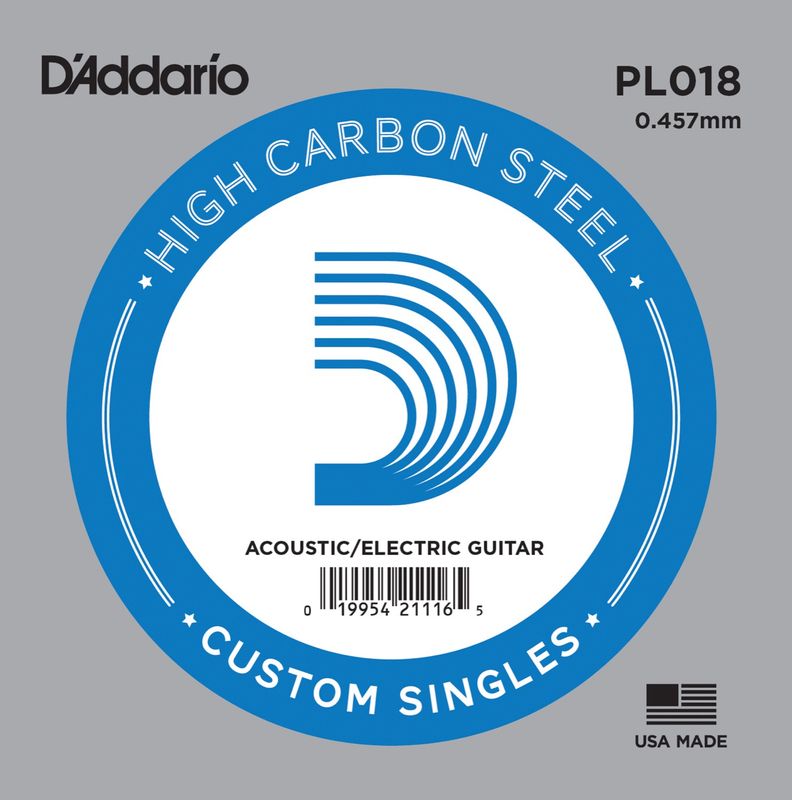 D'Addario PL018 Gitarsträng Electric/Acoustic Plain Steel 018