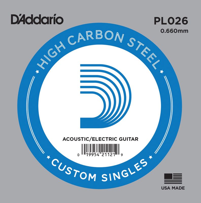 D'Addario PL026 Gitarsträng Electric/Acoustic Plain Steel 026