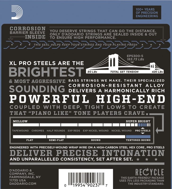 D'Addario EPS300-5 Strängset Elbas Prosteels 043-127 (5-Strängset)
