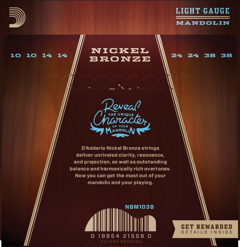 D'Addario NBM1038 Strängset Mandolin Nickel Bronze 010-038 Light
