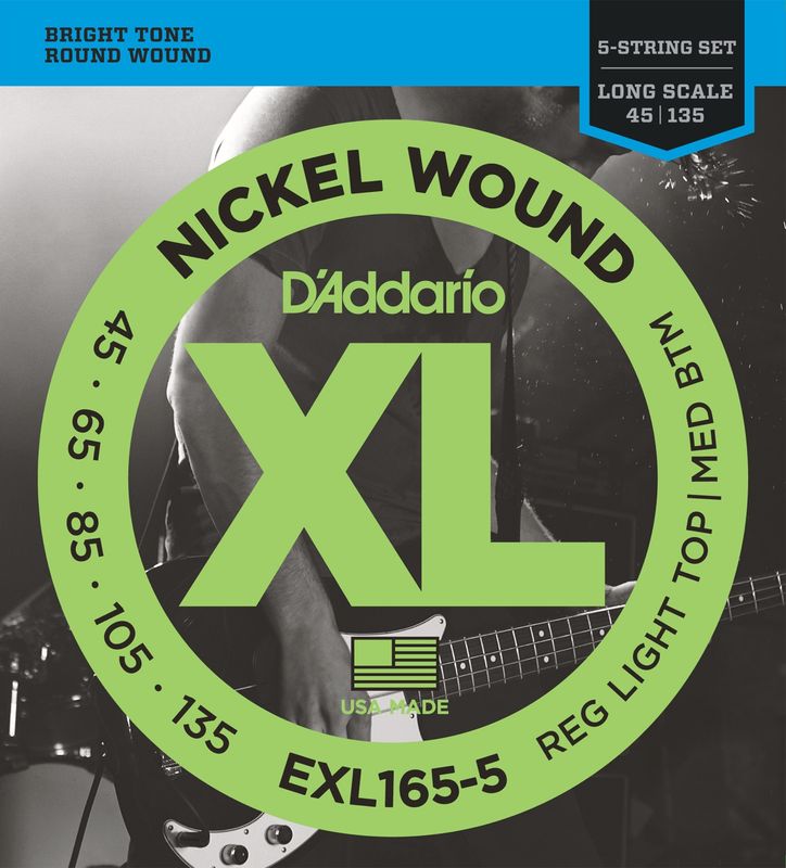 D'Addario EXL165-5 Strängset Elbas Nickel Wound 045 - 135 (5-str.) Custom Light