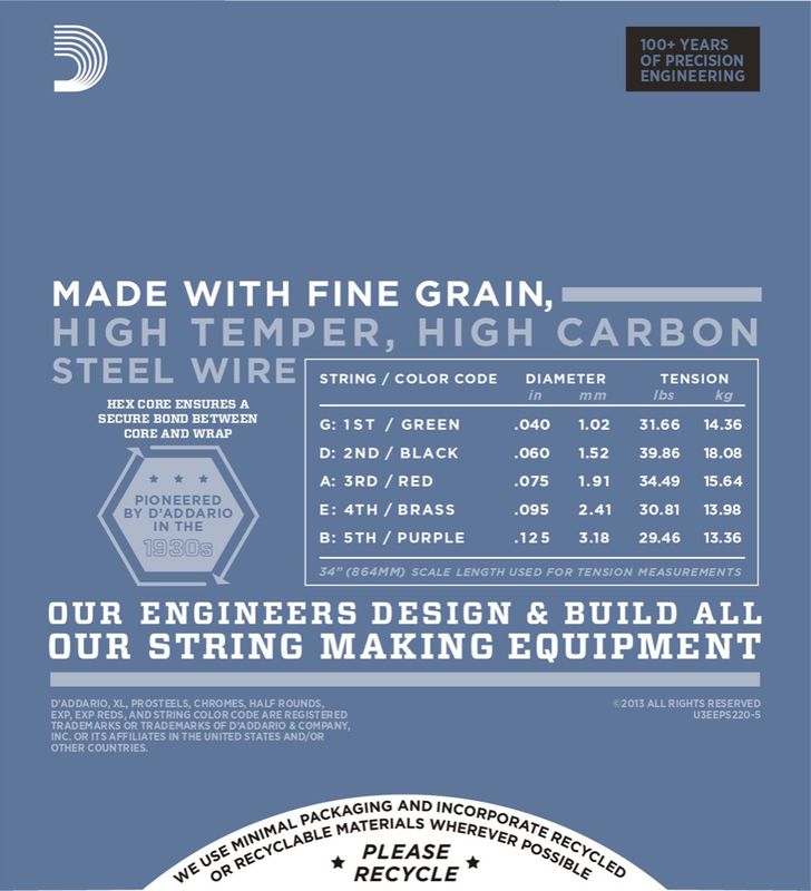 D'Addario EPS220-5 Strängset Elbas Prosteels 040-125 (5-Strängset)