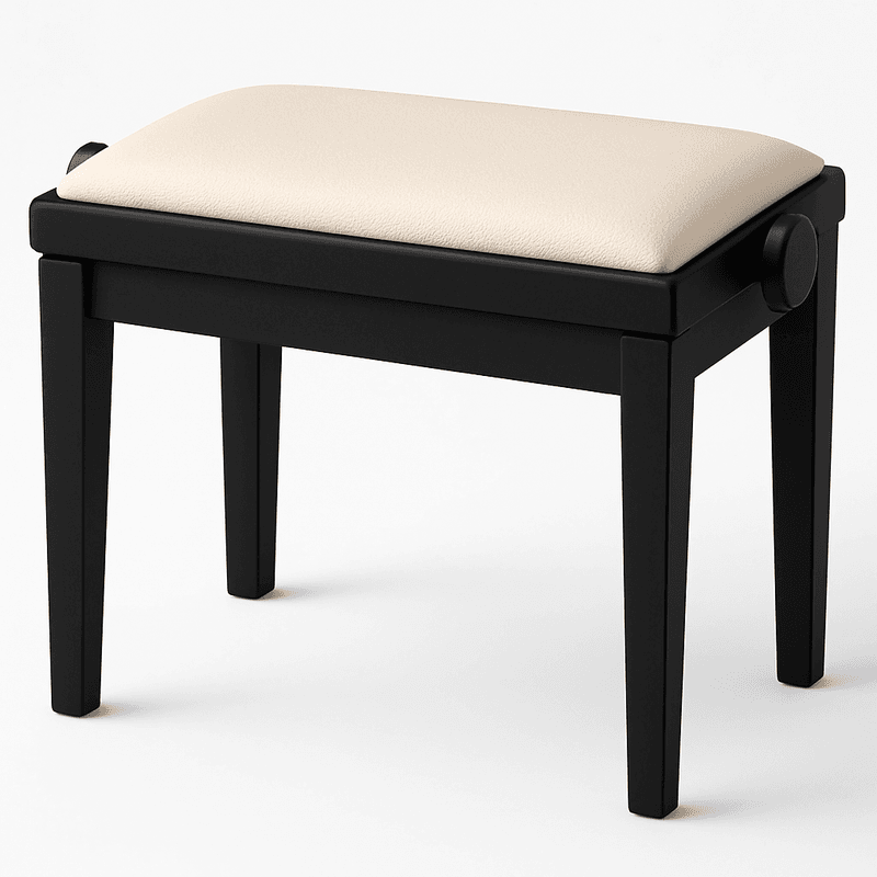 Hidrau BG1 Regulerbar Pianokrakk Svart Matt med Beige sete i Ekte Skinn