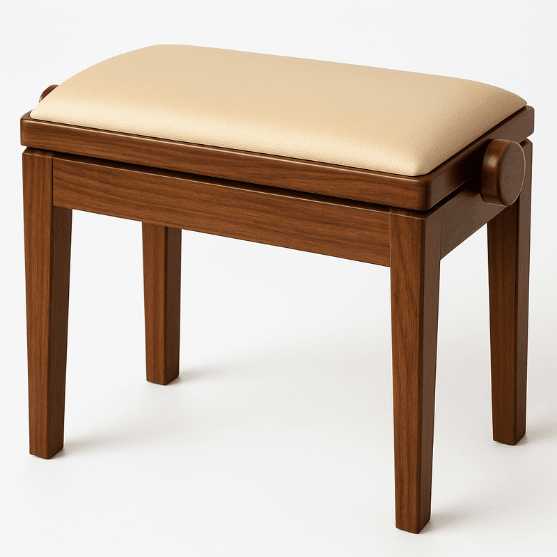 Hidrau BG1 Regulerbar Pianokrakk Valnøtt 3 Blank med Beige sete i Ekte Skinn