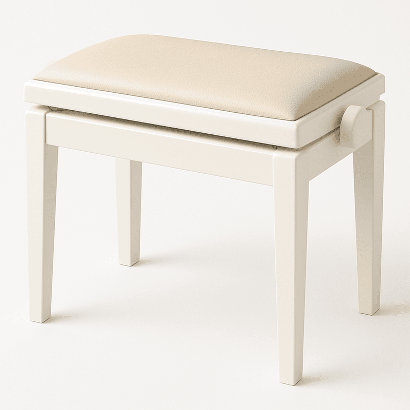 Hidrau BG1 Regulerbar Pianokrakk Hvit Blank med Beige sete i Ekte Skinn
