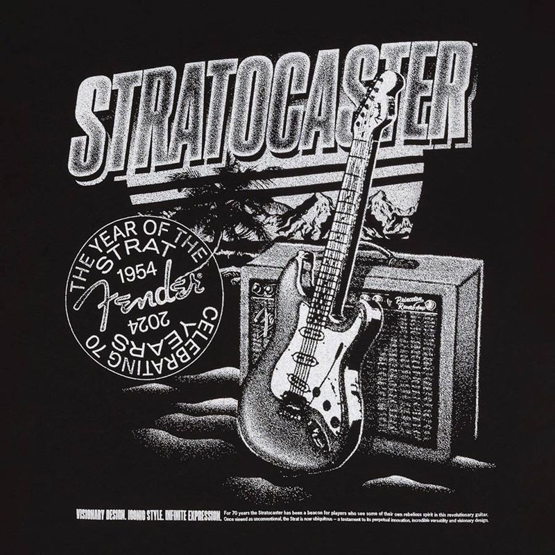 Fender Stratocaster 70th Anniversary, tee, black, XXL