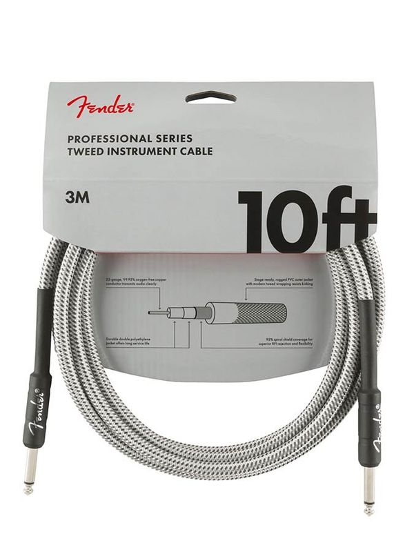 Fender Professional Tweed Inst.cable, 10ft, white tweed