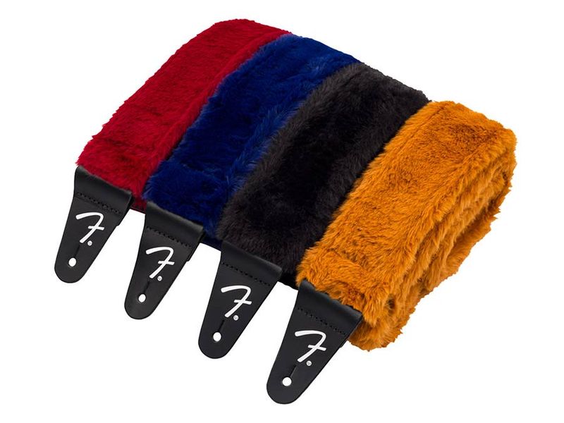 Fender Poodle plush guitar strap, blue