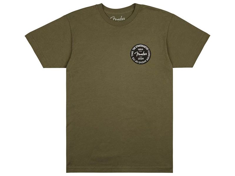 Fender Stratocaster 70th Anniversary badge tee, olive, M