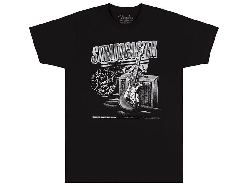 Fender Stratocaster 70th Anniversary, tee, black, M