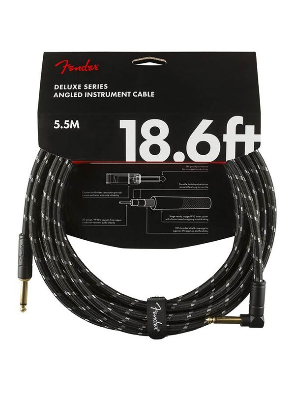 Fender Deluxe Series Inst.cable, 18,6ft, 1x angled, black twe