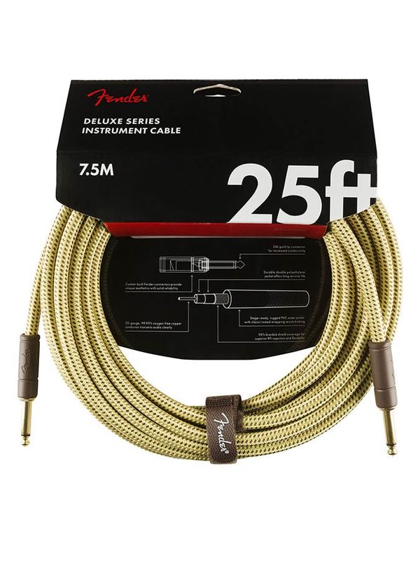 Fender Deluxe Series Inst.cable, 25ft, tweed