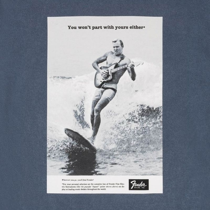 Fender vintage ad surfer tee, ocean, M