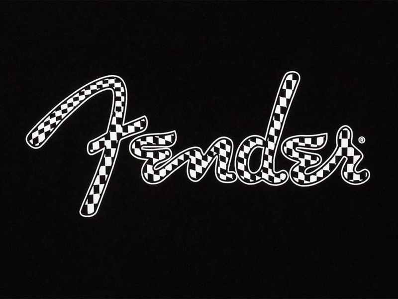 Fender spaghetti wavy checker logo t-shirt, black, XL