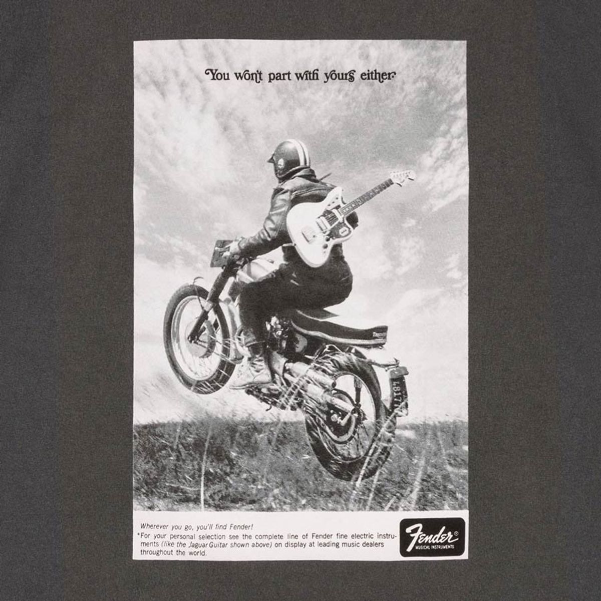 Fender vintage ad biker tee, graphite, XL