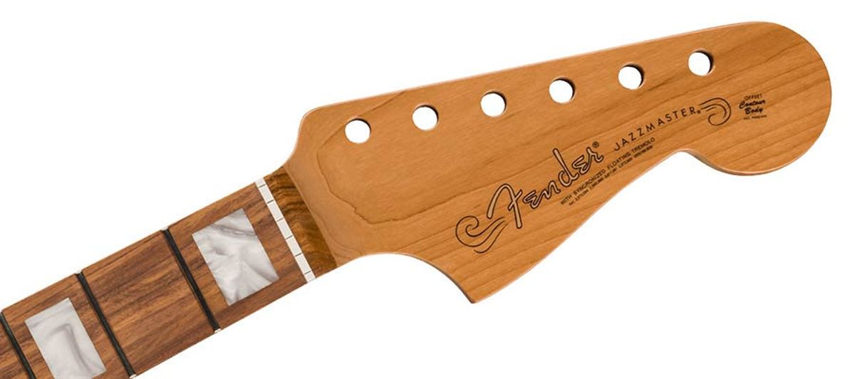 Fender GRP roasted maple Jazzmaster neck, block inlay, 22 med