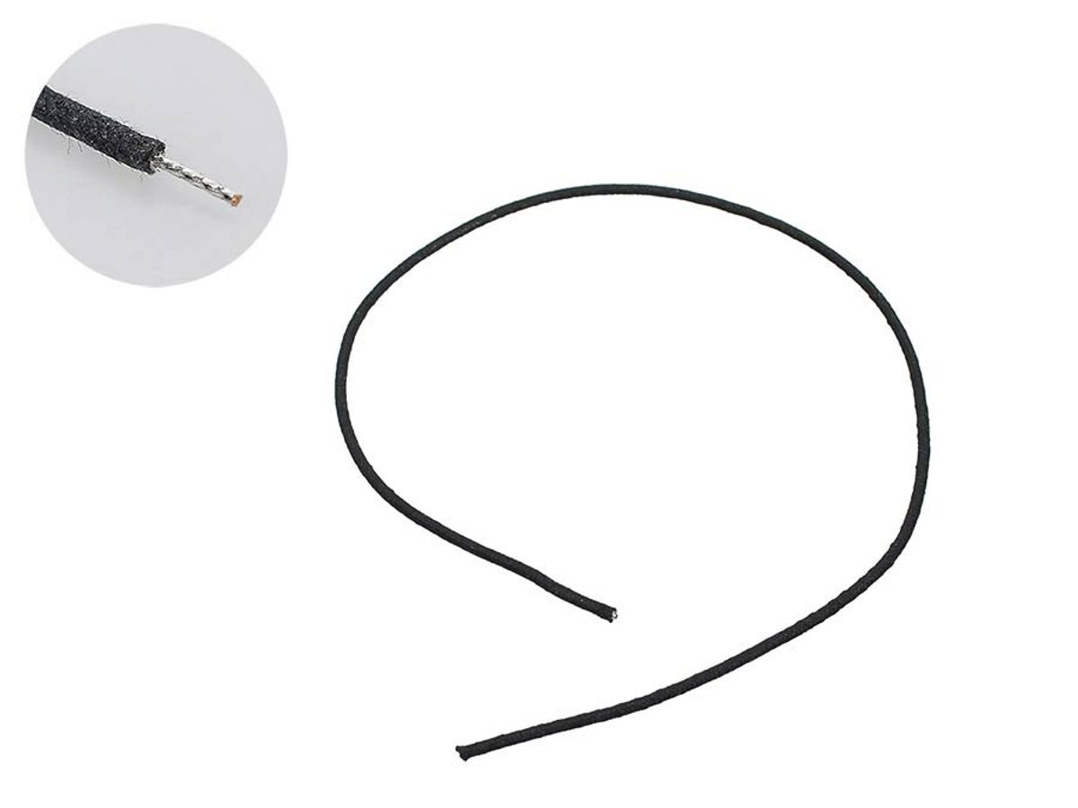 Boston USA Made Waxed Cotton Braided Push Back Wire 1 ft - Black