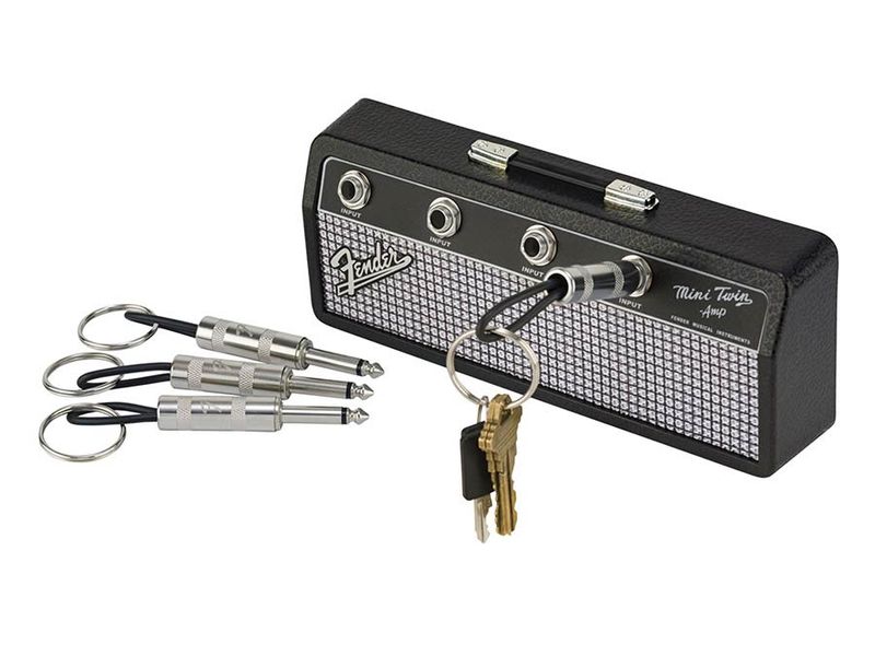 Fender  jack rack, including 4 Fender guitar plug keychains