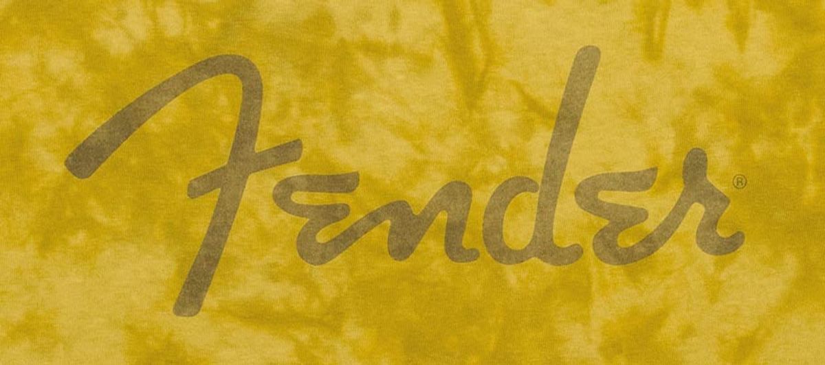Fender  Spaghetti logo tie-dye T-Shirt, mustard, L