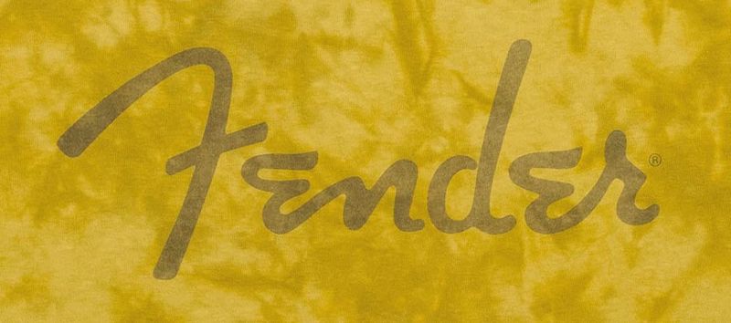 Fender  Spaghetti logo tie-dye T-Shirt, mustard, M