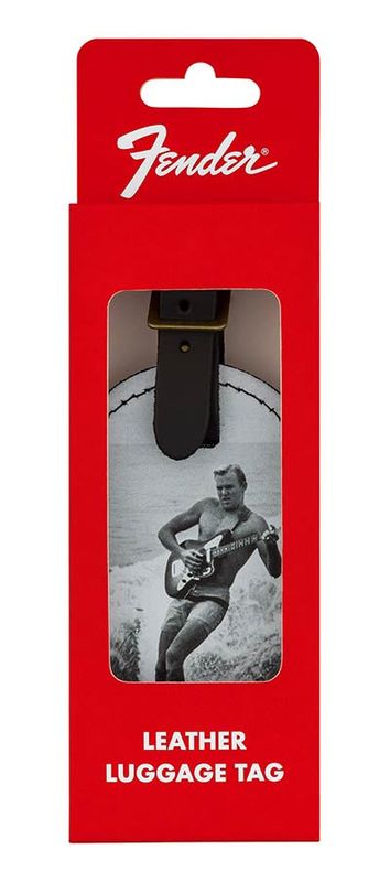 Fender  vintage surfer advertisement luggage tag, black