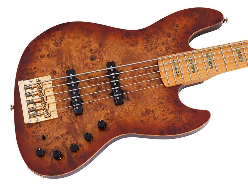 Sire V10 Series Marcus Miller swamp ash + poplar burl 5-string active bass guitar, natural satin, with hardcase