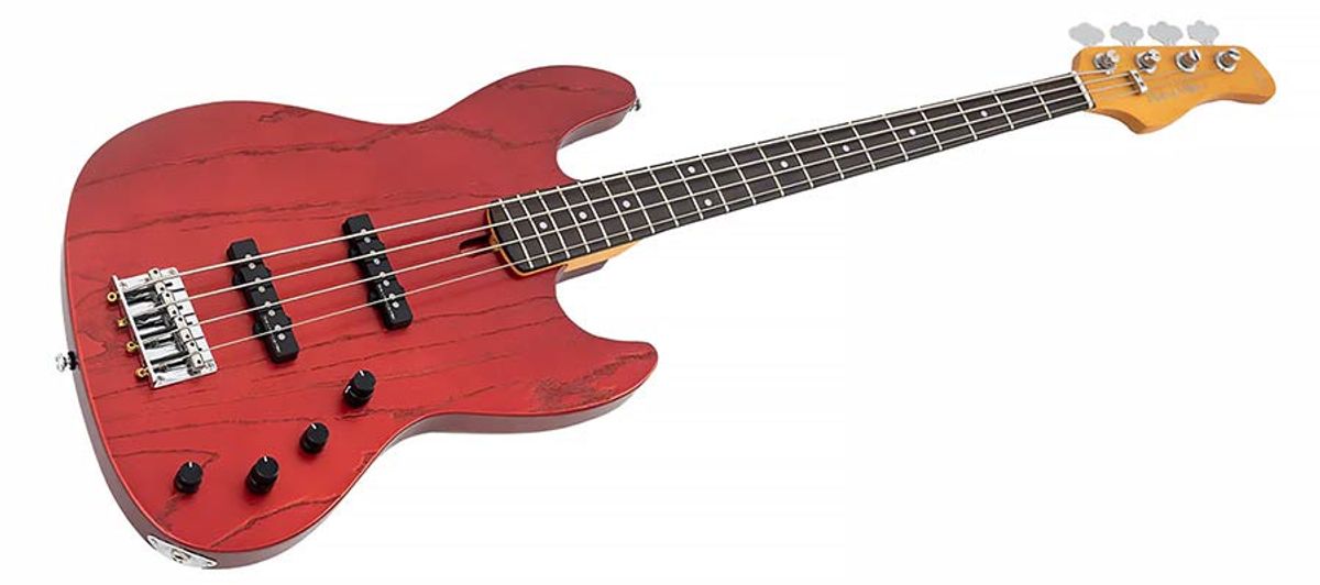 Sire V6 4/CAR mahogany+ash top 4-string active bass guitar candy apple red