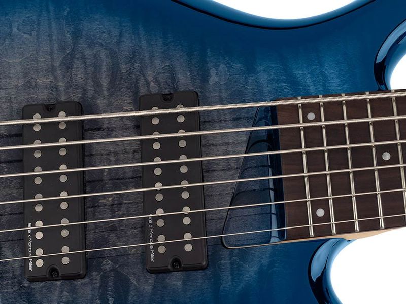 Sire M7 2nd Gen Series Marcus Miller Swamp Ash + Solid Maple 6-string Bass Guitar Transparent Blue